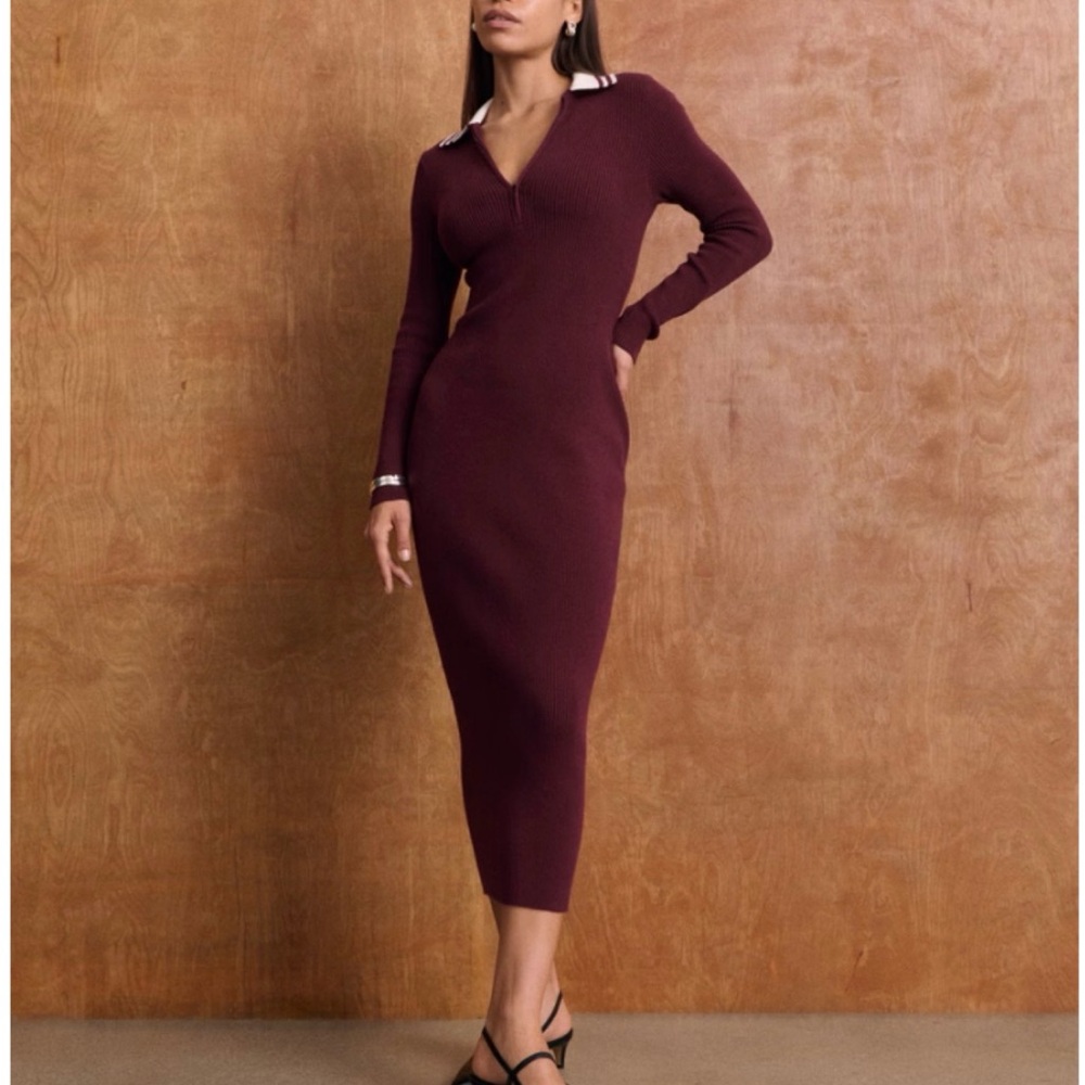 Abercrombie & Fitch Burgundy Long Sleeve Dress